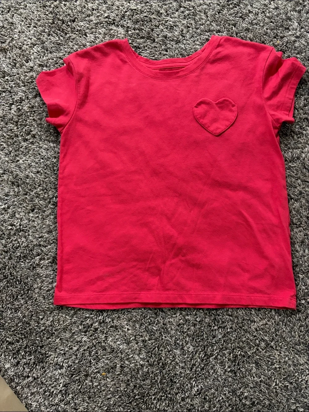 Girls Short Sleeve Hot Pink Heart Patch Tee